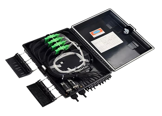 Scatola nera IP65 dell'attrezzatura del corredo FTTH della scatola 16 del centro dell'ABS a fibra ottica a fibra ottica di distribuzione 0